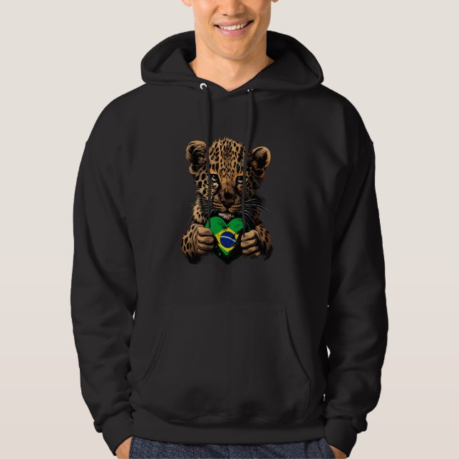 Sudadera Brasil Lindísimo Corazón de Leopardo Raíces Brasil (Anverso)