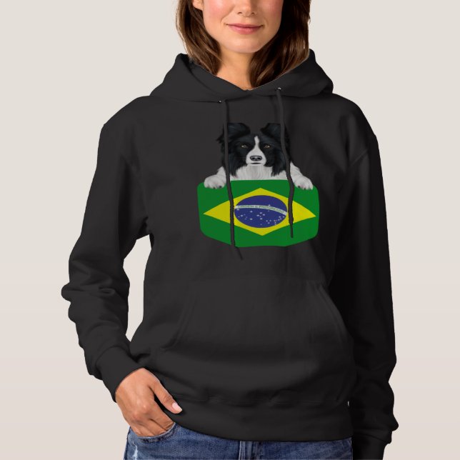 Sudadera Brazil Flag Border Collie Dog In Pocket (Anverso)