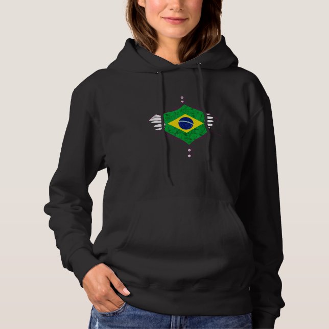 Sudadera Brazil Flag Chest Brasilian Brazilian Pride Brazil (Anverso)