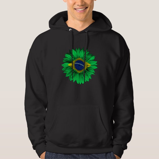 Sudadera Brazil Flag Sunflower Brazilian Roots Proud Patrio (Anverso)