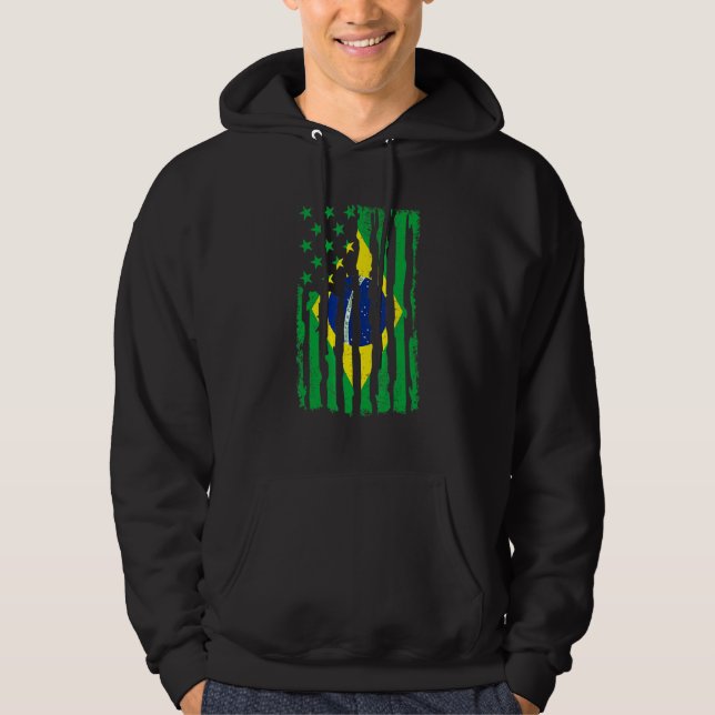 Sudadera Brazilian American Pride Usa Flag Brazil Roots (Anverso)