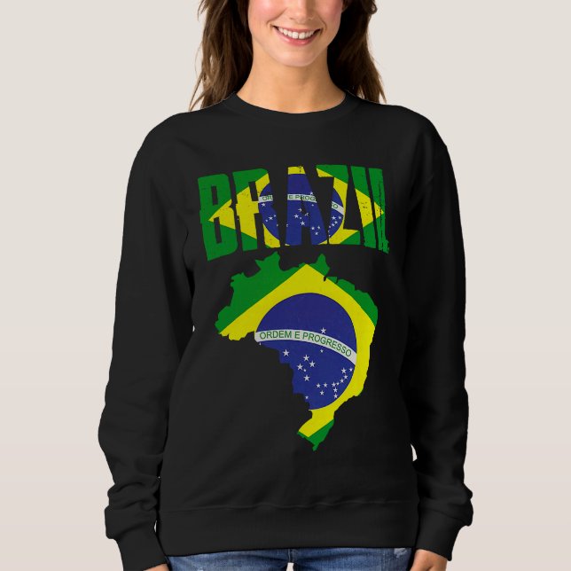 Sudadera Brazilian Brazil Country Map Flag (Anverso)