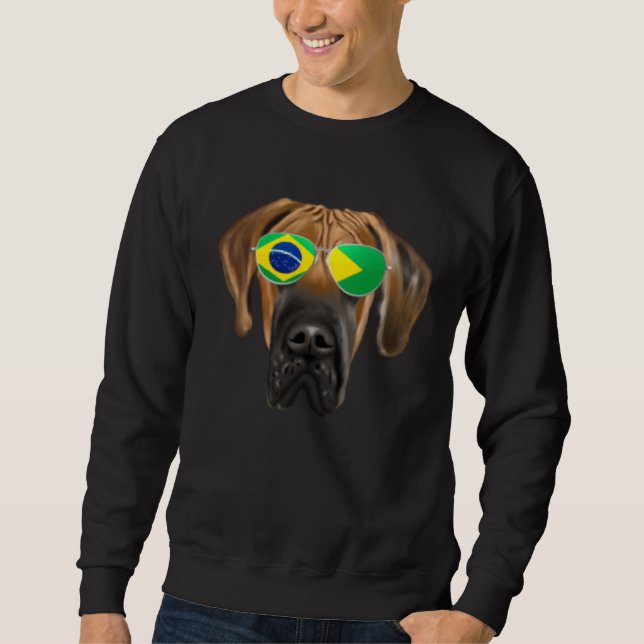 Sudadera Brazilian Flag Brown Great Dane Dog Brazil Pocket (Anverso)