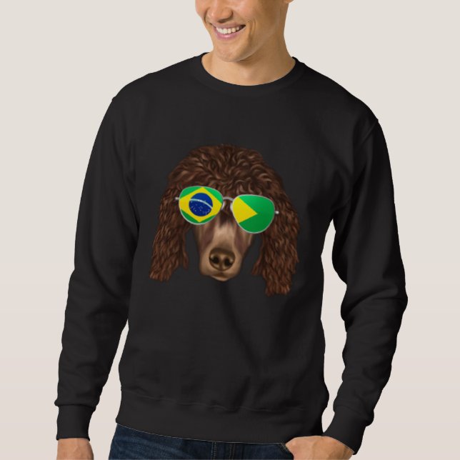 Sudadera Brazilian Flag Irish Water Spaniel Dog Brazil Pock (Anverso)
