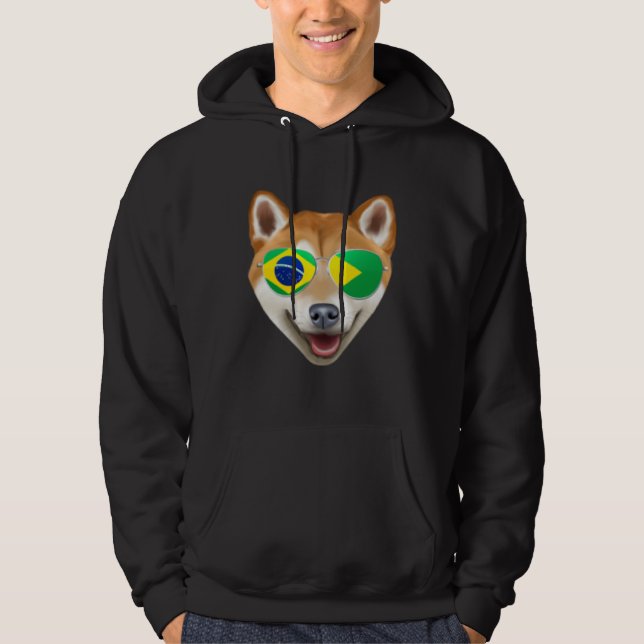 Sudadera Brazilian Flag Shiba Inu Dog Brazil Pocket (Anverso)