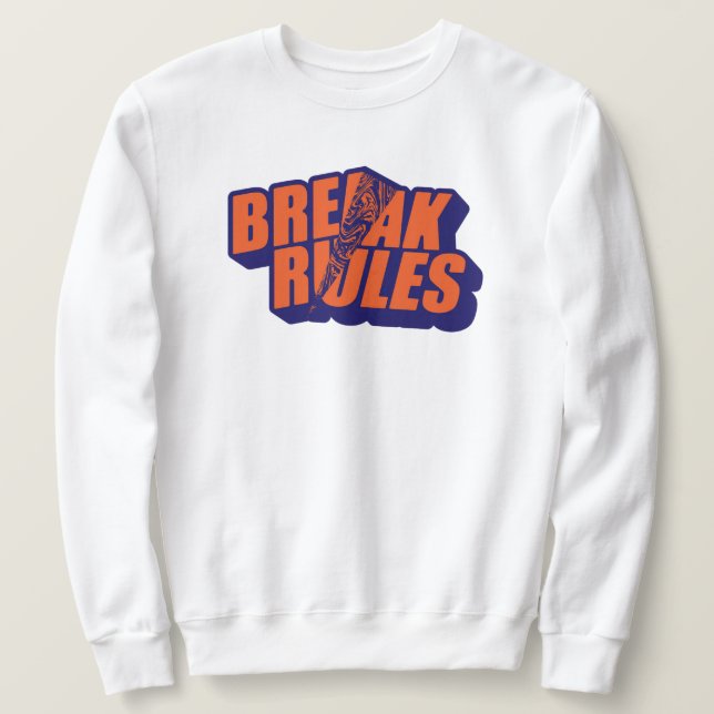 Sudadera "Break The Rules" Bold Orange Typography (Anverso del diseño)
