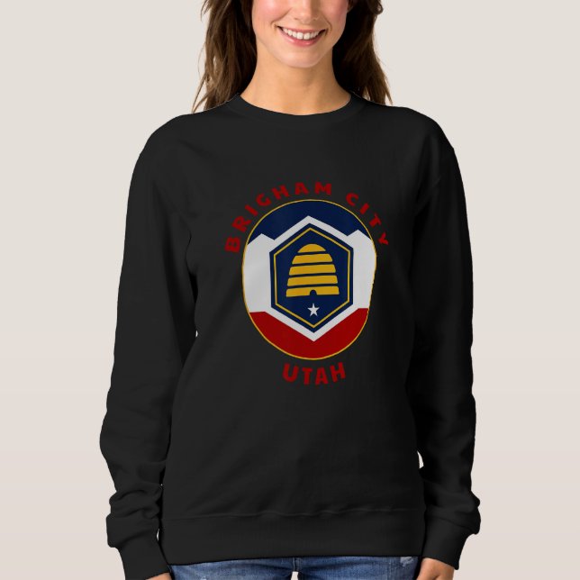 Sudadera Brigham City Utah New UT Flag Beehive Vacation Sou (Anverso)