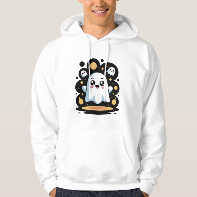 Sudadera Brillante brillante - Fantasma de Halloween lindo (Anverso)