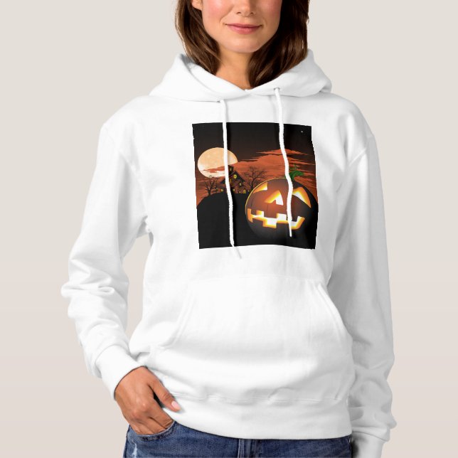 Sudadera Brillante Calabaza de Halloween Spooky Hoodie (Anverso)