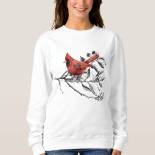 Sudadera Brillante cardenal rojo sobre pelucas blancas y ne
