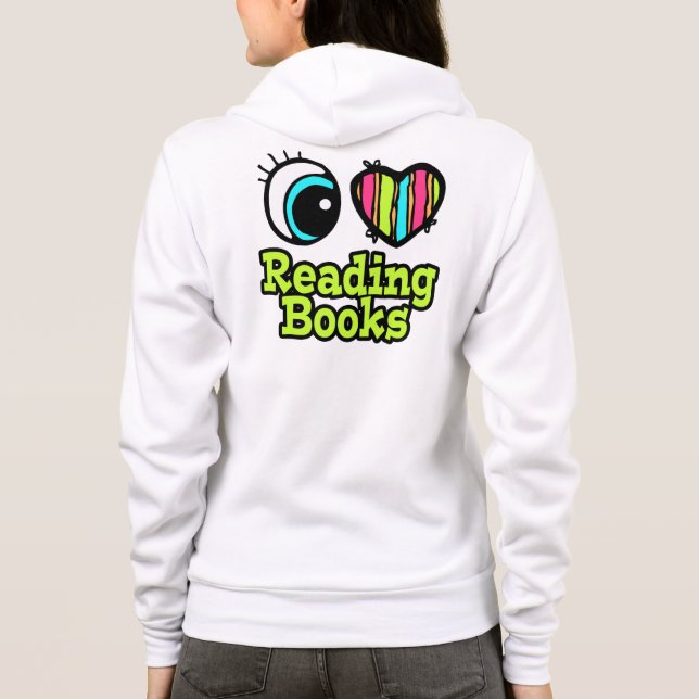 Sudadera Brillante corazón ocular me encanta leer libros (Reverso)