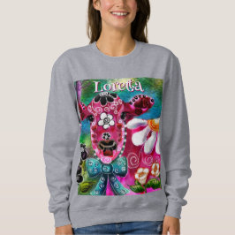 Sudadera Brillante vaca floral rosa negro Verde azulado per