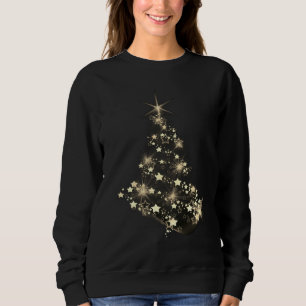 Sudadera Brillo dorado de estrellas en el árbol de Navidad 