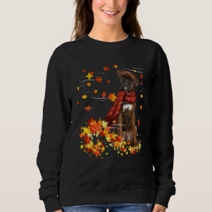 Sudadera Brindle Boxer Fall Red Scarf Otoño Regalo De Hojas