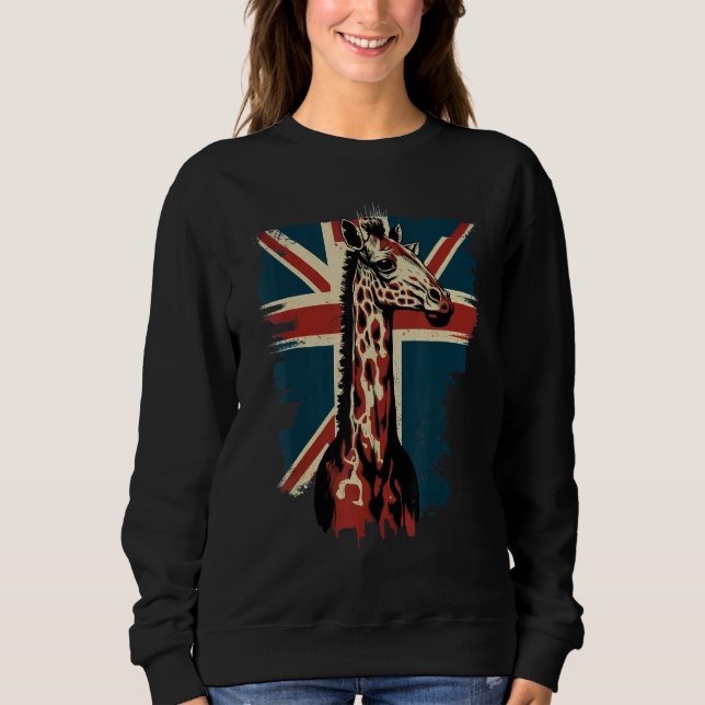 Sudadera British UK Giraffe on Great Britain Giraffe (Anverso)