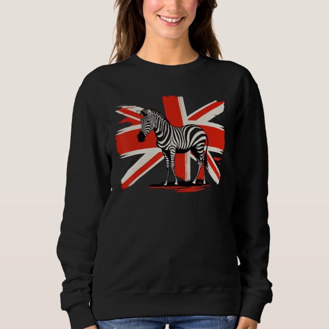 Sudadera British UK Zebra on Great Britain Zebra (Anverso)