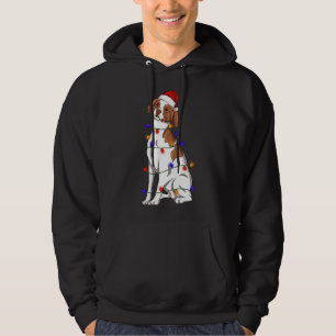 Sudadera Brittany Spaniel Perro con Navidades Gorras Luces