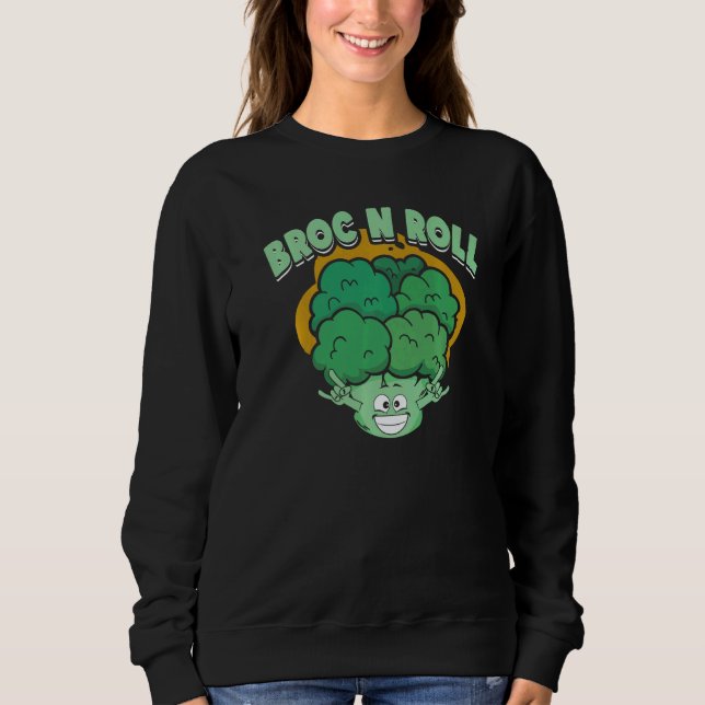 Sudadera Broc N Roll  Vegan Vegetarian Broccoli Vegetable (Anverso)