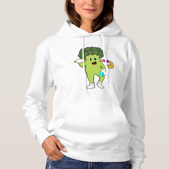 Sudadera Broccoli en hockey con bate de hockey (Anverso)