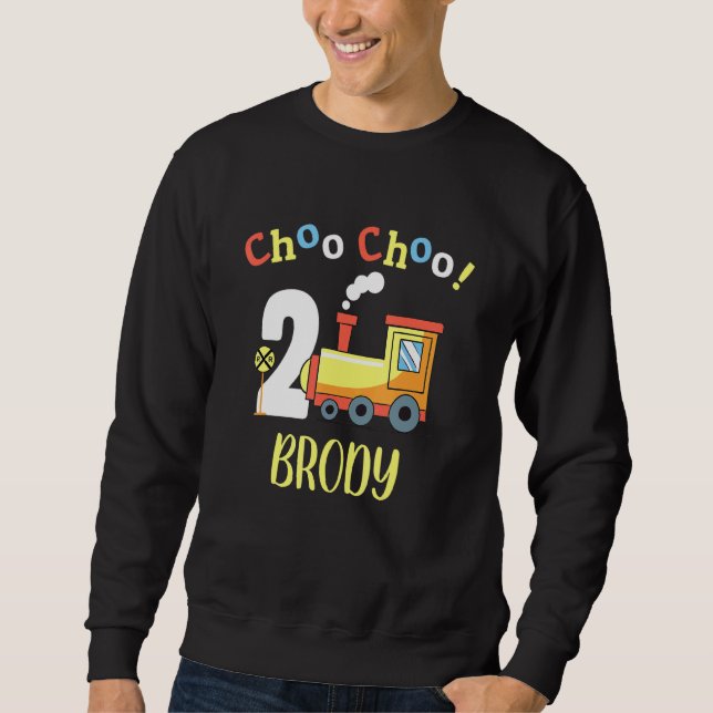 Sudadera Brody Choo Choo Dos Tren Segundo Cumpleaños Turno  (Anverso)