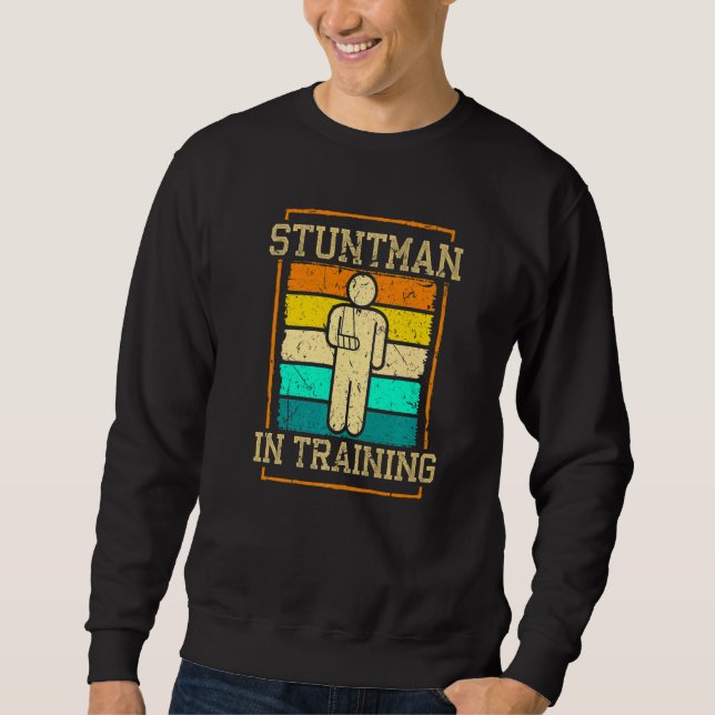 Sudadera Broken Arm Cast Joke Retro Stuntman in Training (Anverso)