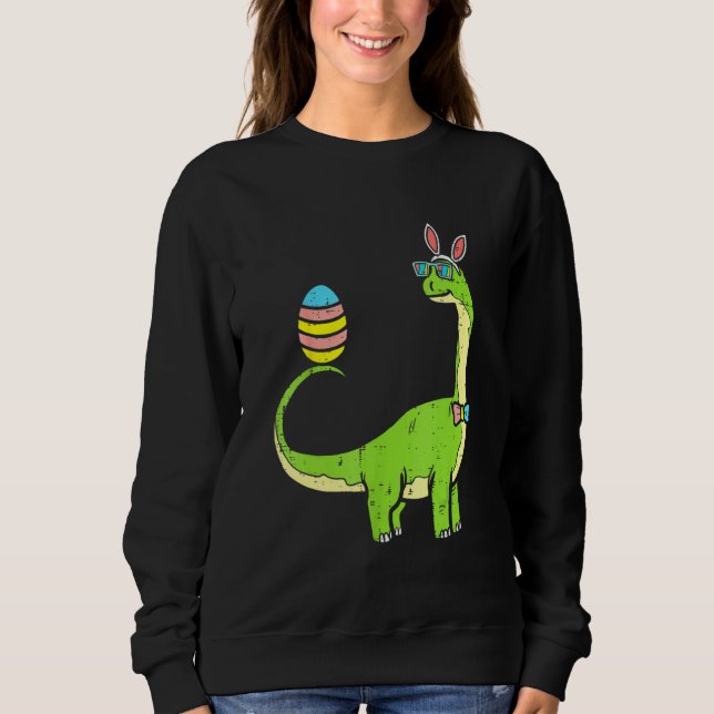 Sudadera Brontosaurus Bunny Ears Egg Easter Day Cute Dinosa (Anverso)