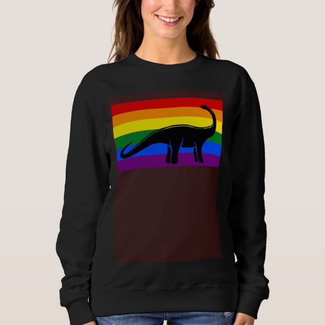 Sudadera Brontosaurus Dinosaur  Gay Pride Flag Aesthetic (Anverso)