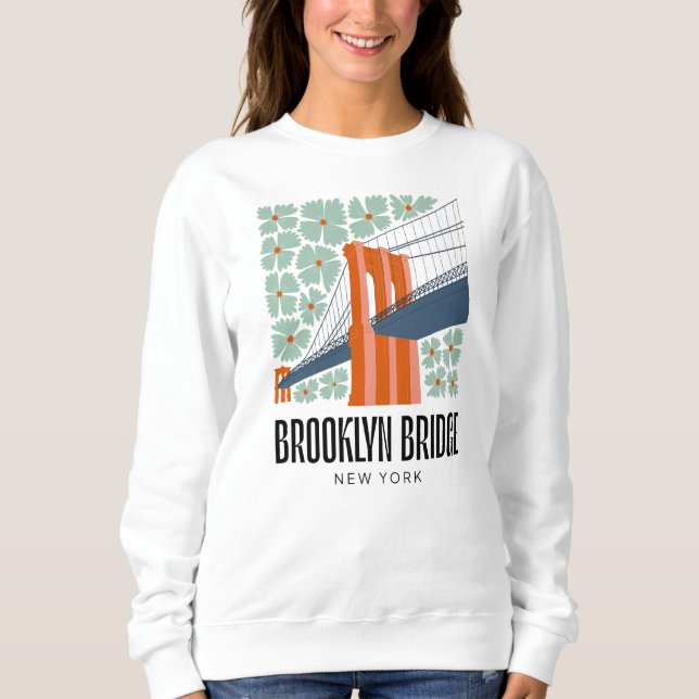 Sudadera Brooklyn Bridge New York abstract travel floral (Anverso)
