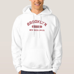 Sudadera Brooklyn NSW no NY 1884 Diseño Antiguo Rojo Blanco