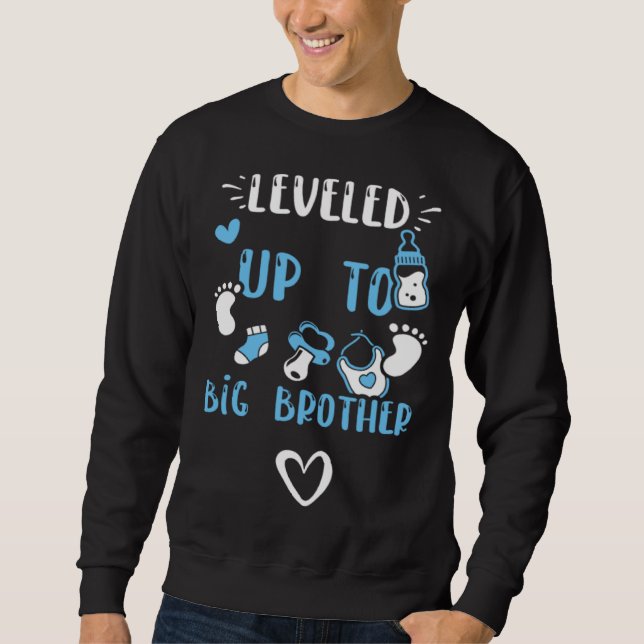 Sudadera Brother Leveled Up To Big Brother  Baby Boy Saying (Anverso)