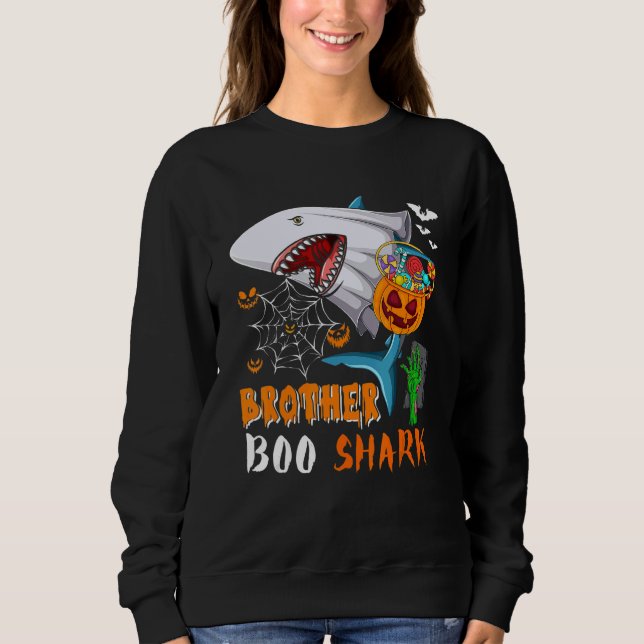 Sudadera Brother Shark Boo Halloween Shark Boo Ghost Candie (Anverso)