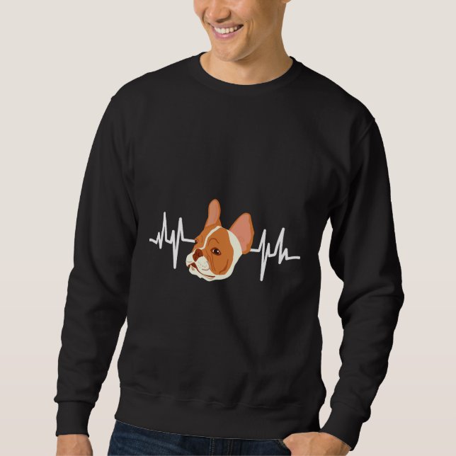 Sudadera Brown Frenchie Ekg Heartbeat French Bulldog (Anverso)