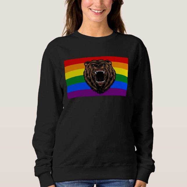 Sudadera Brown Grizzly Bear Love Gay Pride Flag Wild Forest (Anverso)