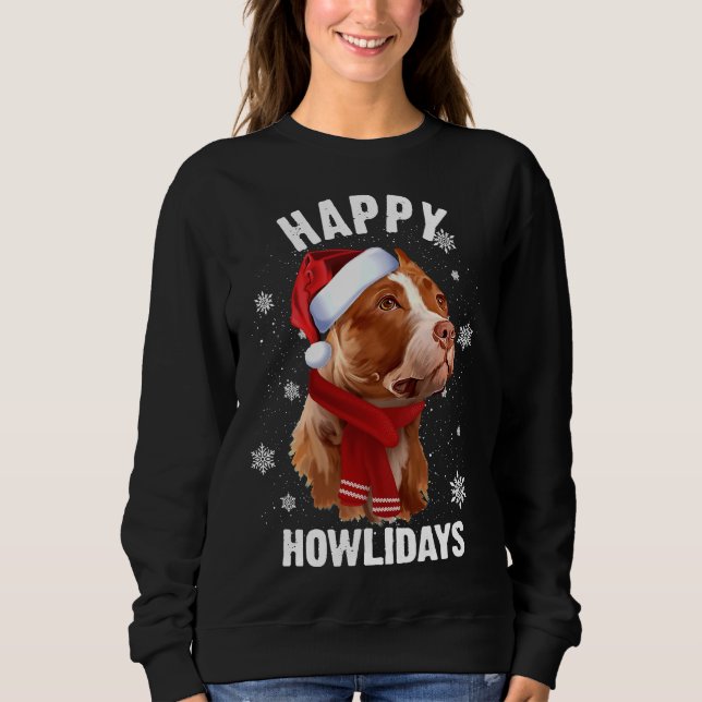 Sudadera Brown Pitbull Buscando Navidades de Perro Santa Ha (Anverso)