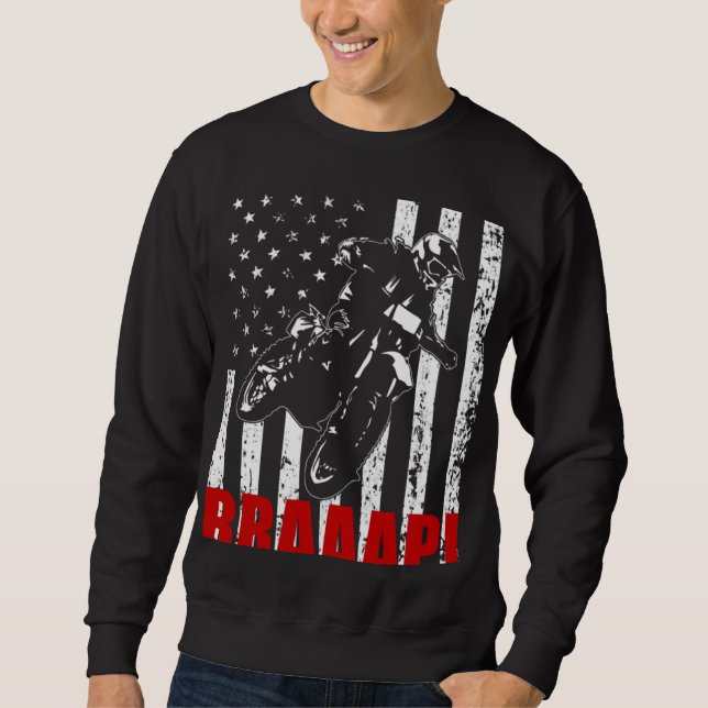 Sudadera Brraaap Dirt Bike American Flag Motocross Biker 4t (Anverso)