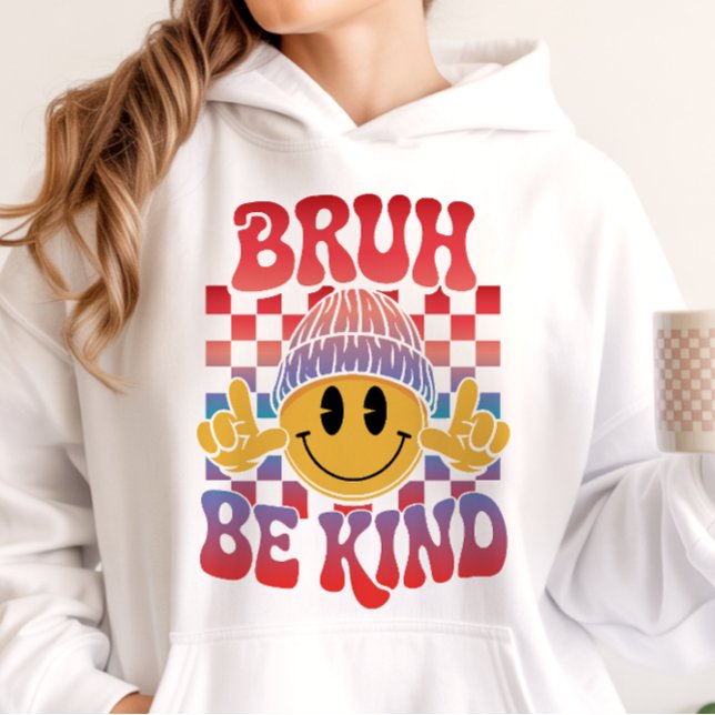 Sudadera Bruh Be Kind Happy Face Gorro Rojo Púrpura (Subido por el creador)