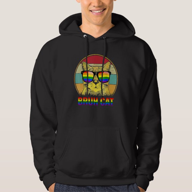 Sudadera Bruh Cat LGBT Gay Rainbow Pride Flag  Cat (Anverso)