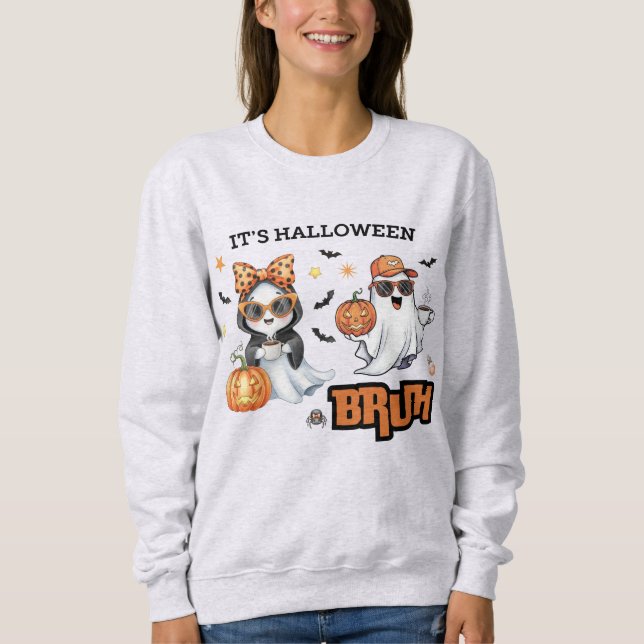 Sudadera Bruh es Halloween Fantasma Fantasmas vibrantes (Anverso)