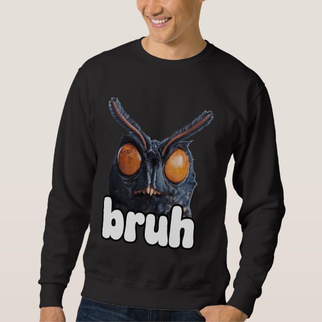 Sudadera Bruh Funny Mothman Cryptid Cryptozoology Meme Y2k (Anverso)
