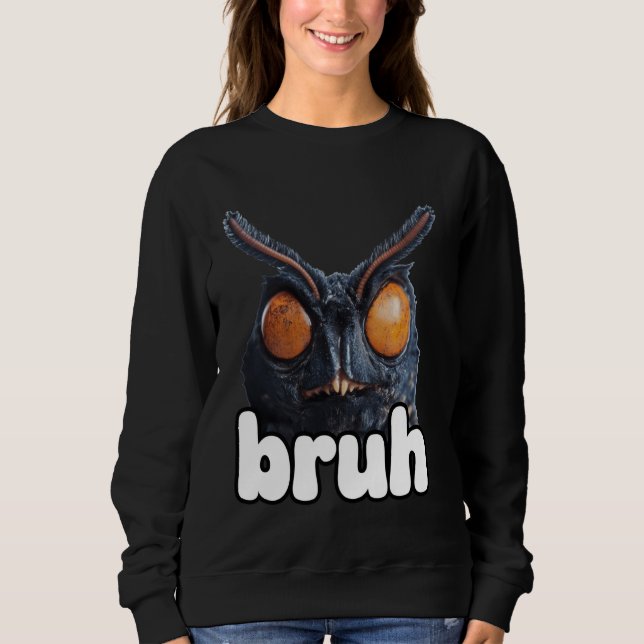 Sudadera Bruh Funny Mothman Cryptid Cryptozoology Meme Y2k (Anverso)