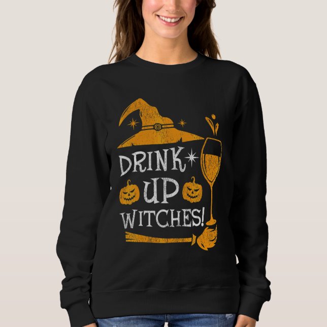 Sudadera Bruja bebedora de vino disfraz de Halloween bebe b (Anverso)