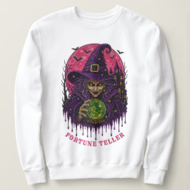 Sudadera Bruja Bola de Cristal Sombrero Morado Con Piedras