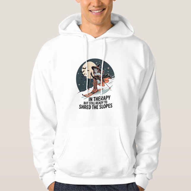 Sudadera Bruja de esquí retro arte de Halloween (Anverso)