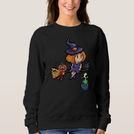 Sudadera Bruja de Halloween con broomstick con gato