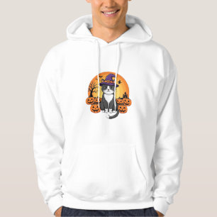 Sudadera Bruja de Halloween Gato Calabaza Diseño Luna_1