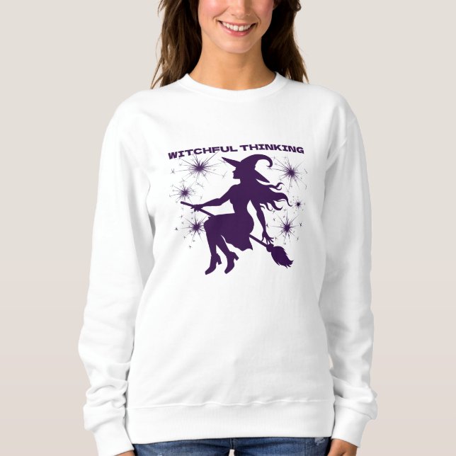 Sudadera Bruja del pensamiento de bruja en Halloween de bañ (Anverso)