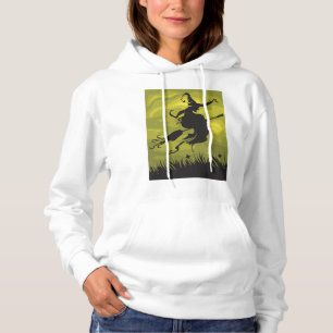 Sudadera Bruja espeluznante de Halloween volando en escoba