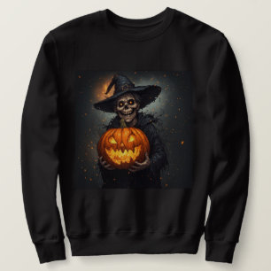 Sudadera Bruja Esqueleto Con Calabaza Brillante Halloween �