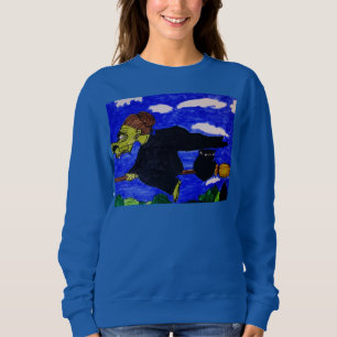SUDADERA BRUJA FEA DE HALLOWEEN EN SU ESCOBA
