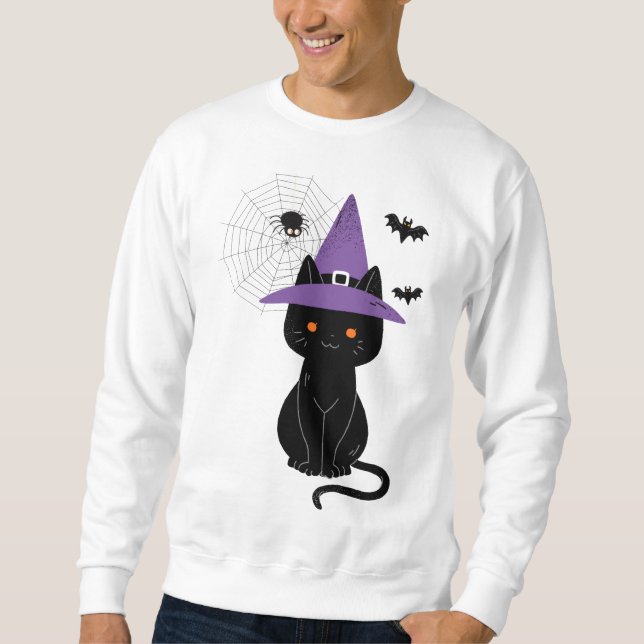 Sudadera Bruja Gato Negro Halloween (Anverso)